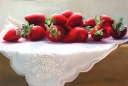 Strawberries on White Linen